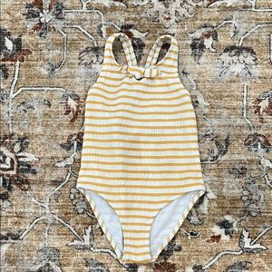 Striped Yellow and White Swimsuit